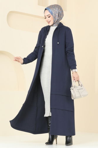 moda selvim Abaya 308DVL817 Navy Blue - Thumbnail