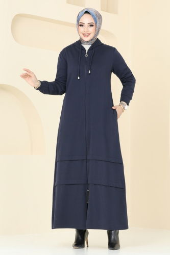 moda selvim Abaya 308DVL817 Navy Blue - Thumbnail