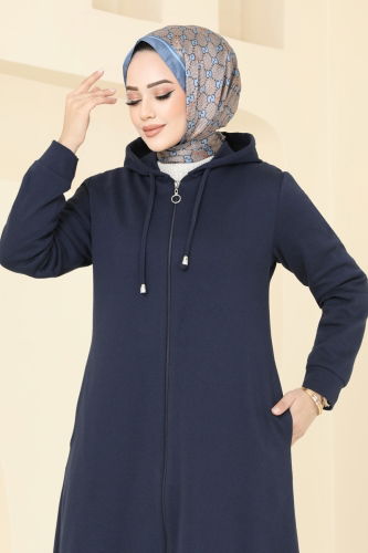 moda selvim Abaya 308DVL817 Navy Blue - Thumbnail