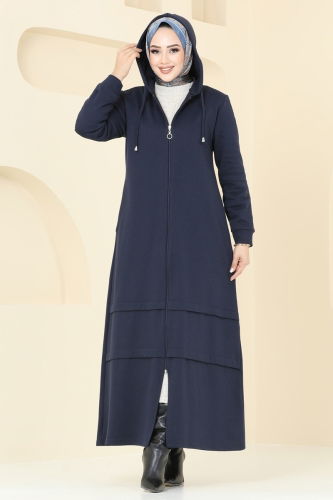 moda selvim Abaya 308DVL817 Navy Blue - Thumbnail