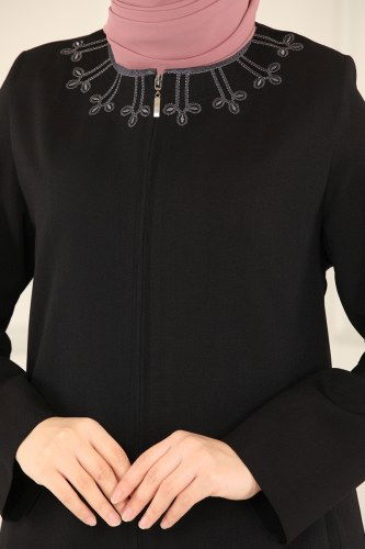 moda selvim Abaya 3104PD194 Black - Thumbnail