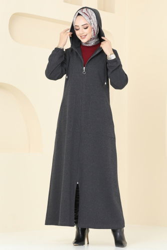 moda selvim Abaya 310DVL817 Anthracite - Thumbnail