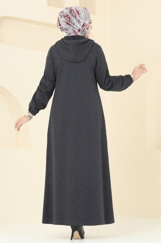 moda selvim Abaya 310DVL817 Anthracite - Thumbnail