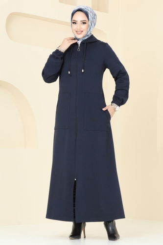 moda selvim Abaya 310DVL817 Navy Blue - Thumbnail