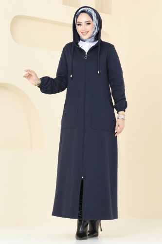 moda selvim Abaya 310DVL817 Navy Blue - Thumbnail