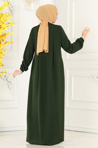 moda selvim Abaya 3114PD194 Khaki - Thumbnail