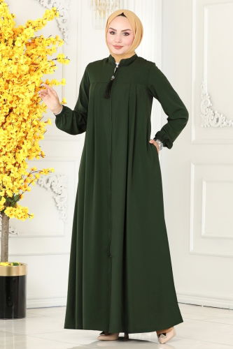 moda selvim Abaya 3114PD194 Khaki - Thumbnail