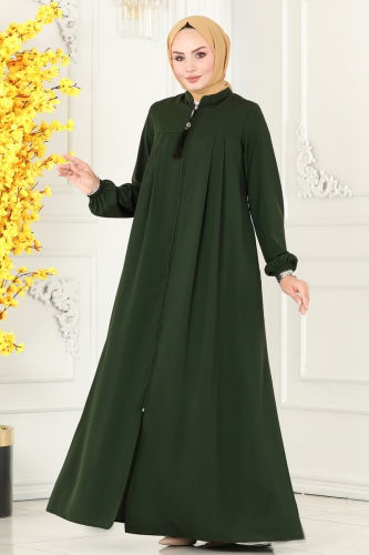 moda selvim Abaya 3114PD194 Khaki - Thumbnail