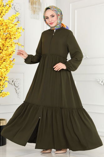 moda selvim Abaya 3116PD194 Khaki - Thumbnail