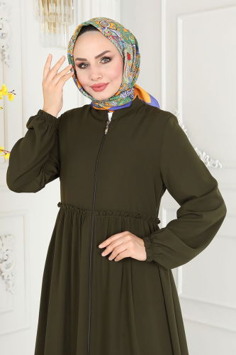 moda selvim Abaya 3116PD194 Khaki - Thumbnail