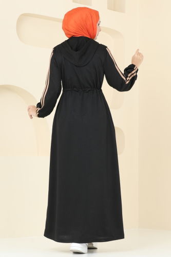 moda selvim Abaya 311DVL817 Black - Thumbnail