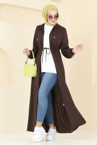 moda selvim Abaya 311DVL817 Brown - Thumbnail