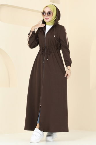 moda selvim Abaya 311DVL817 Brown - Thumbnail