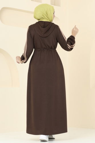 moda selvim Abaya 311DVL817 Brown - Thumbnail