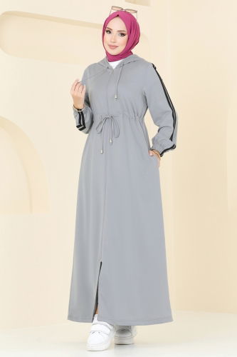 moda selvim Abaya 311DVL817 Gray - Thumbnail