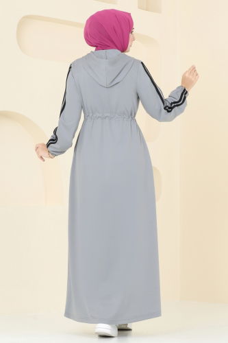 moda selvim Abaya 311DVL817 Gray - Thumbnail