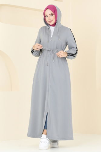 moda selvim Abaya 311DVL817 Gray - Thumbnail