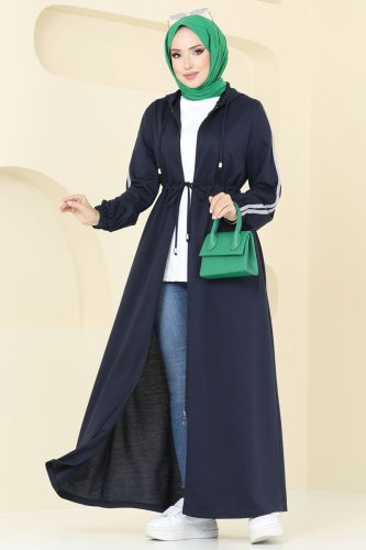 moda selvim Abaya 311DVL817 Navy Blue - Thumbnail