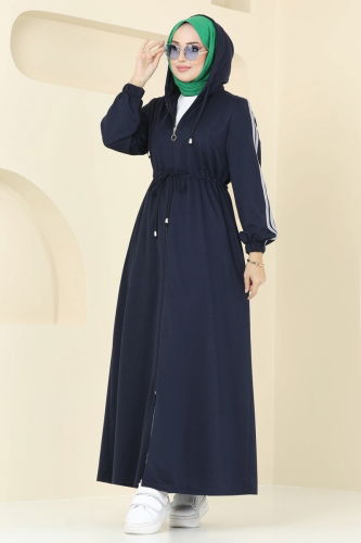 moda selvim Abaya 311DVL817 Navy Blue - Thumbnail