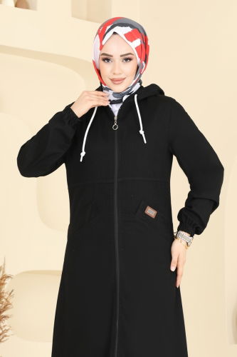 moda selvim Abaya 318MSA980 Black - Thumbnail