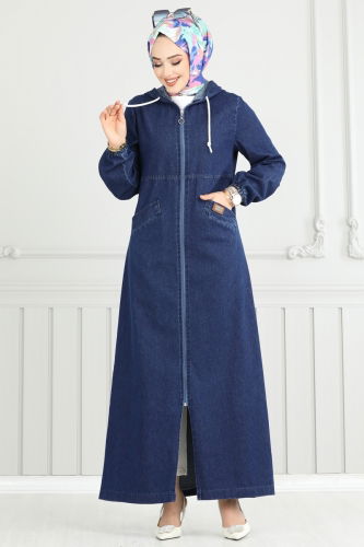 moda selvim Abaya 318MSA980 Denim - Thumbnail