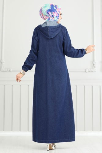 moda selvim Abaya 318MSA980 Denim - Thumbnail