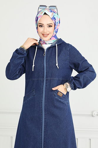 moda selvim عباءة جينز 318MSA980 - Thumbnail