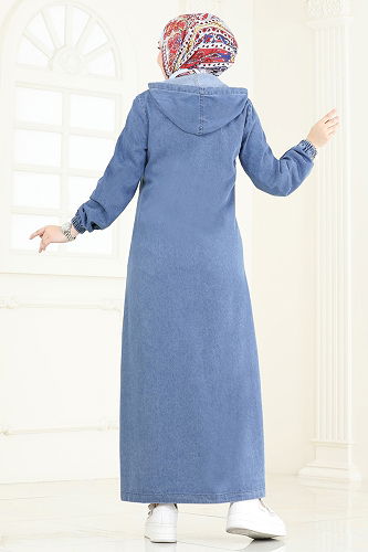 moda selvim Abaya 318MSA980 Light Denim - Thumbnail