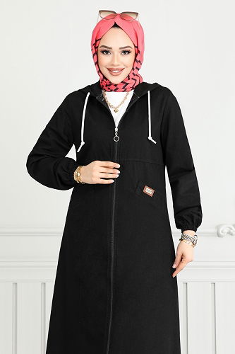 moda selvim عباءة أسود 318MSS941-M - Thumbnail