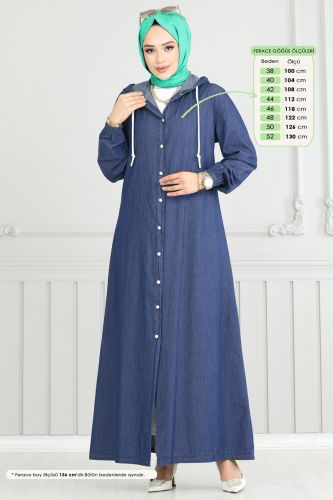 moda selvim Abaya 321MSA980 Denim - Thumbnail