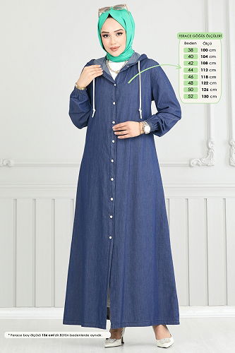 moda selvim Abaya 321MSA980 Denim - Thumbnail