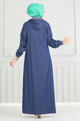 moda selvim Abaya 321MSA980 Denim - Thumbnail