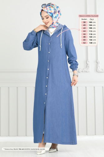 moda selvim Abaya 321MSA980 Light Denim - Thumbnail