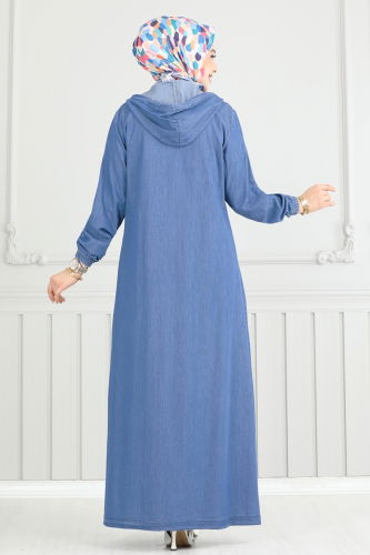 moda selvim Abaya 321MSA980 Light Denim - Thumbnail