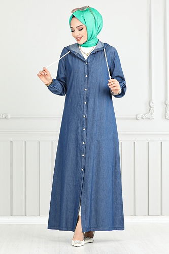 moda selvim عباءة جينز 321MSS941-M - Thumbnail