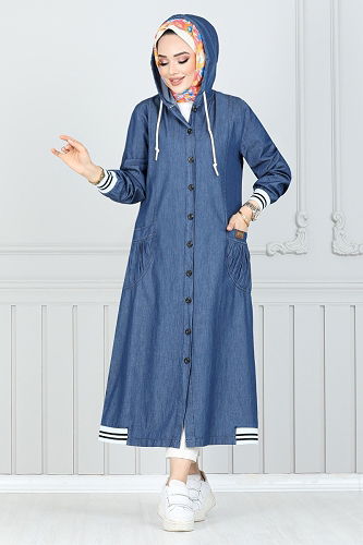 moda selvim عباءة جينز 322MSS941-M - Thumbnail