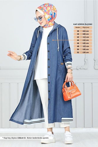 moda selvim عباءة جينز 322MSS941-M - Thumbnail