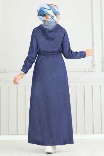 moda selvim Abaya 325MSA980 Dark Denim - Thumbnail