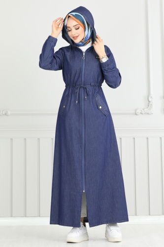 moda selvim Abaya 325MSA980 Dark Denim - Thumbnail