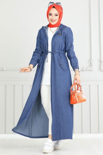 moda selvim Abaya 325MSA980 Denim - Thumbnail