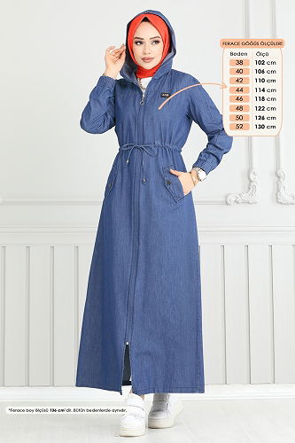moda selvim Abaya 325MSA980 Denim - Thumbnail