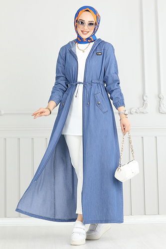 moda selvim Abaya 325MSA980 Light Denim - Thumbnail