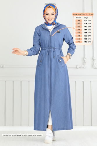 moda selvim Abaya 325MSA980 Light Denim - Thumbnail