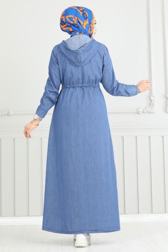 moda selvim Abaya 325MSA980 Light Denim - Thumbnail