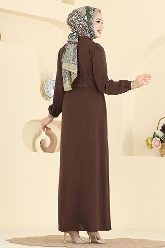 moda selvim Abaya 3260HBS856 Brown - Thumbnail