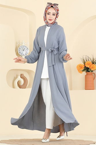 moda selvim Abaya 3260HBS856 Gray - Thumbnail