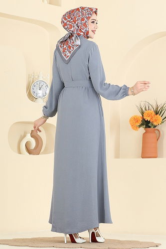 moda selvim Abaya 3260HBS856 Gray - Thumbnail