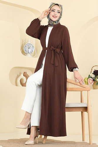 moda selvim Abaya 3260HBS856 Light Brown - Thumbnail