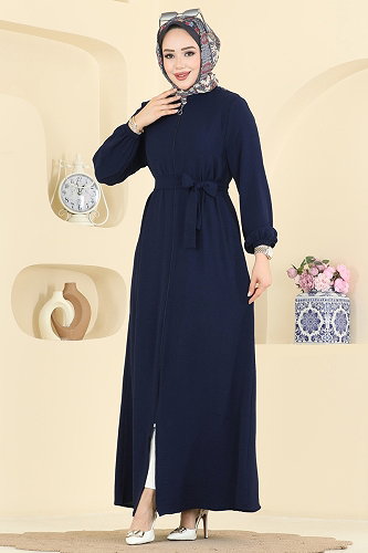 moda selvim Abaya 3260HBS856 Light Navy Blue - Thumbnail