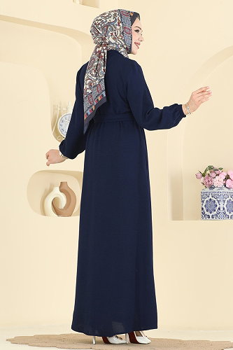 moda selvim Abaya 3260HBS856 Light Navy Blue - Thumbnail